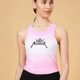 Ajile by Pantaloons White & Pink Printed Sports Tank Top image 1