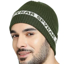Spykar Olive Textured Beanies image 4