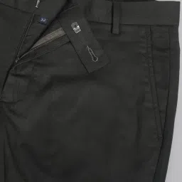 AD by Arvind Dark Green Slim Fit Flat Front Trousers image 4