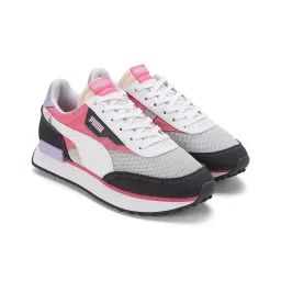 Puma Kids Future Rider Splash Ash Grey & Pink Lace Up Shoes image 4