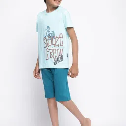 Lil Tomatoes Kids Blue Printed T-Shirt with Shorts image 4