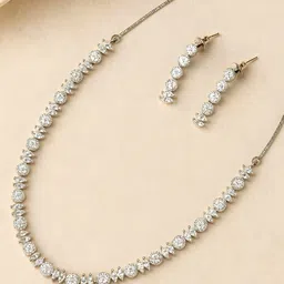 KARATCART Women Sparkling American Diamond Lightweight Silver-Tone Jewellery Set-picture-11