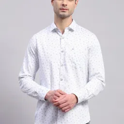 Monte Carlo Sky Blue Cotton Regular Fit Printed Shirt image 1