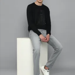 Louis Philippe Jeans Black Cotton Regular Fit Printed SweatShirt image 5