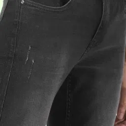 People by Pantaloons Dark Grey Slim Fit Distressed Jeans image 4