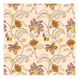 BELLA CASA Radiant Floral Beige 180 TC Cotton Queen Bedsheet with 2 Pillow Covers image 4