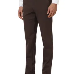 Van Heusen Brown Slim Fit Solid Trousers image 3