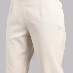 W White Regular Fit Straight Flat Front Trousers image 4