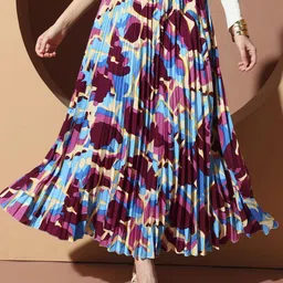 OTABU Abstract Printed A-Line Maxi Skirt-picture-29