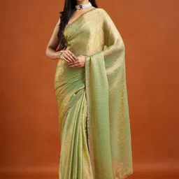 Moksha Trends Women Solid Zari Party Saree-image-0
