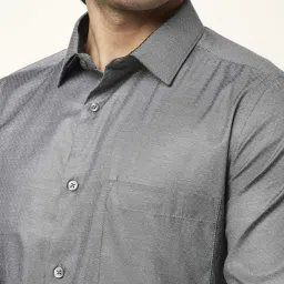 YU by Pantaloons Charcoal Slim Fit Self Pattern Shirt image 4