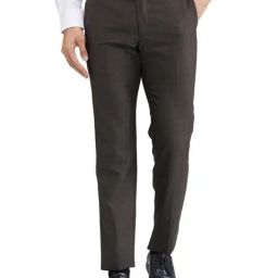 Raymond Brown Slim Fit Checks Trousers-picture-5