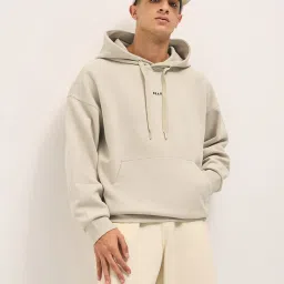The Bear House Beige Relaxed Fit Hoodie image 1