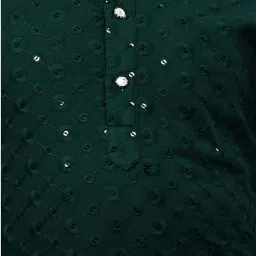 Ahhaaaa Kids Green Cotton Embellished Full Sleeves Kurta Set image 4