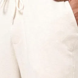 Ajile by Pantaloons Ecru Melange Cotton Slim Fit Joggers image 4