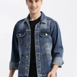 showoffff SHOWOFF Blue Denim Slim Fit Solid Jacket-picture-25