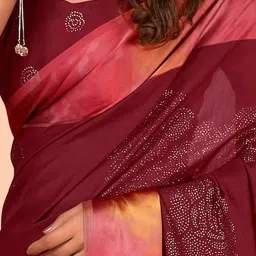 Saree Mall Maroon Silk Embellished Saree With Unstitched Blouse image 4