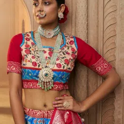 Saree Mall Blue Woven Saree With Unstitched Blouse image 4