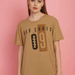 Vimal Jonney Mud Beige Cotton Printed Sports T-Shirt image 1