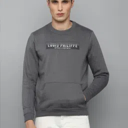 Louis Philippe Sport Grey Regular Fit Printed SweatShirt image 1