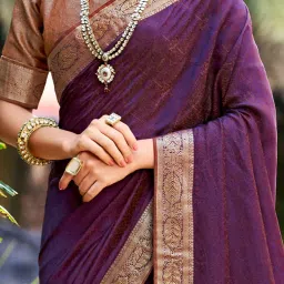 Saree Mall Purple Woven Saree With Unstitched Blouse image 4