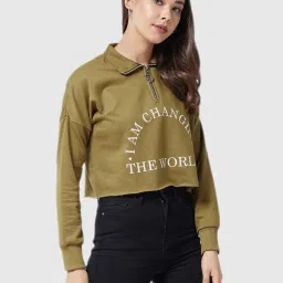 Miss Chase Olive Graphic Print Sweatshirt image 3