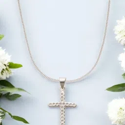 Taraash 925 Sterling Silver Combo Holy Cross Catholic Pendant With Chain For Unisex image 1