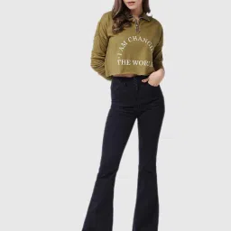 Miss Chase Olive Graphic Print Sweatshirt image 4