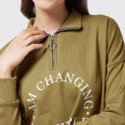 Miss Chase Olive Graphic Print Sweatshirt image 5