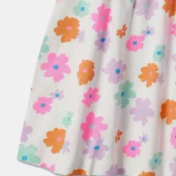 R&B Kids White Floral Print Regular Fit Dress image 4