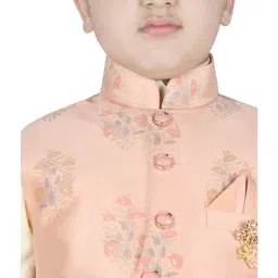 SG Yuvraj Kids Dark Peach Solid Nehru Jacket image 4