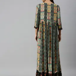 showoffff SHOWOFF Multicolor Cotton Printed Calf Length Anarkali Kurta image 2