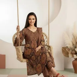SZN Women Paisley Printed Regular Pure Cotton Kurta with Palazzos & With Dupatta-picture-13