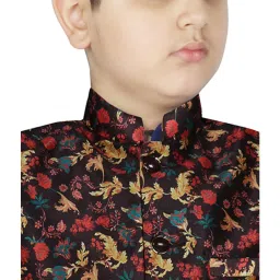 SG Yuvraj Kids Black Floral Print Nehru Jacket image 4