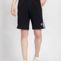 Adidas Originals Black Cotton Regular Fit Striped Shorts image 1