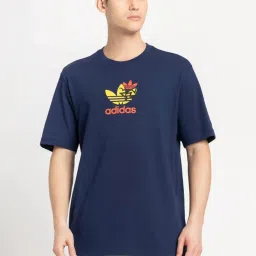 Adidas Originals Blue Cotton Regular Fit Printed T-Shirt image 1