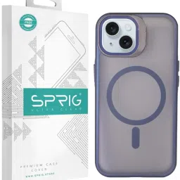 Sprig Back Cover for iPhone 15 Plus with Camera Glass Stand (Blue) image 1