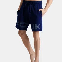 FCUK Navy Blue Cotton Blend Solid Shorts image 1