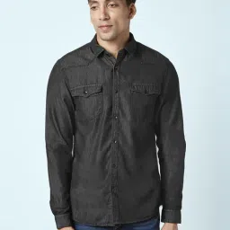 SF Jeans by Pantaloons Black Cotton Slim Fit Shirt-picture-18