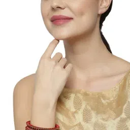 Priyaasi Red & Golden Round Bangle - Set of 4-image-26