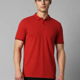 Louis Philippe Jeans Red Cotton Slim Fit Polo T-Shirt-image-53