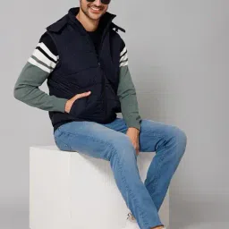 Cantabil Navy Regular Fit Hooded Jacket image 5