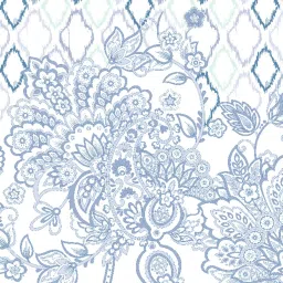 Spaces Printed Blue 144 TC Cotton Queen Fitted Sheet with 2 Pillow Covers image 3