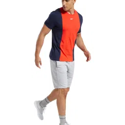 Reebok Red & Navy Cotton Slim Fit Color Block T-Shirt image 3