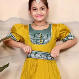 Calendar Art Girl Ethnic Motifs Woven Design Pleated Fit and Flare Maxi Dress image 4