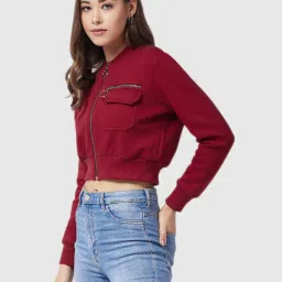 Miss Chase Maroon Relaxed Fit Jacket image 3