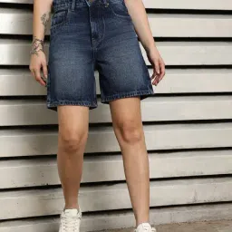 High Star Blue Cotton Regular Fit Shorts-picture-37