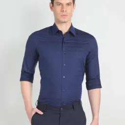 arrow new york Arrow Newyork Blue Cotton Slim Fit Striped Shirt-picture-20