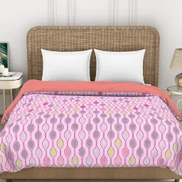 Spaces Printed Pink 144 TC Cotton Double Quilt image 1
