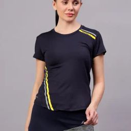 Vector X Navy Elastane Solid Half Sleeves Sport T-Shirt-picture-28